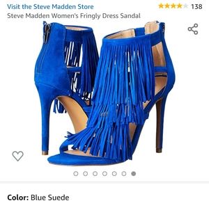SIZE 10 STEVE MADDEN FRINGLEY BLUE SUEDE